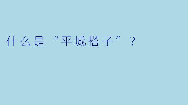 什么是“平城搭子”？