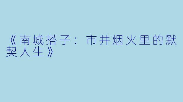 《南城搭子：市井烟火里的默契人生》