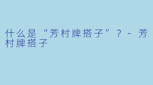 什么是“芳村牌搭子”？-芳村牌搭子