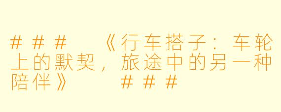 ###
《行车搭子：车轮上的默契，旅途中的另一种陪伴》

###