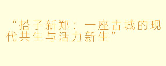 “搭子新郑：一座古城的现代共生与活力新生”