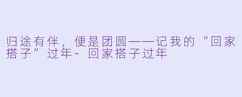 归途有伴,便是团圆——记我的“回家搭子”过年