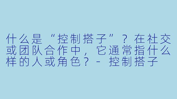 什么是“控制搭子”？在社交或团队合作中，它通常指什么样的人或角色？-控制搭子