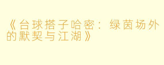 《台球搭子哈密：绿茵场外的默契与江湖》