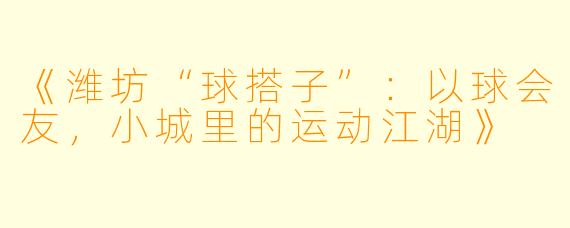 《潍坊“球搭子”：以球会友，小城里的运动江湖》