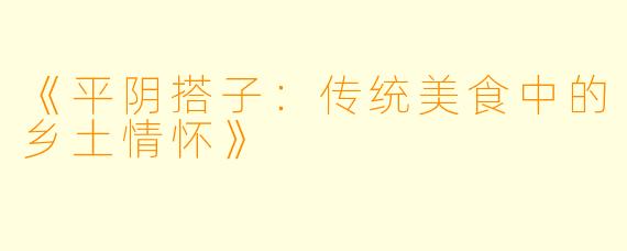 《平阴搭子：传统美食中的乡土情怀》