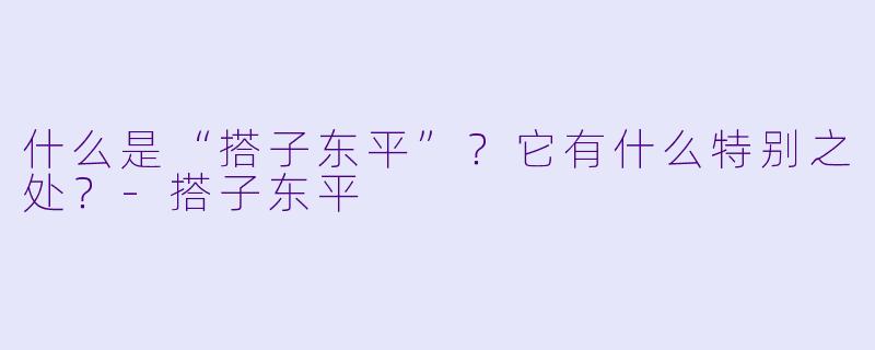 什么是“搭子东平”？它有什么特别之处？-搭子东平