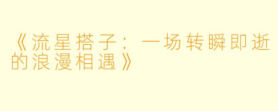 《流星搭子：一场转瞬即逝的浪漫相遇》