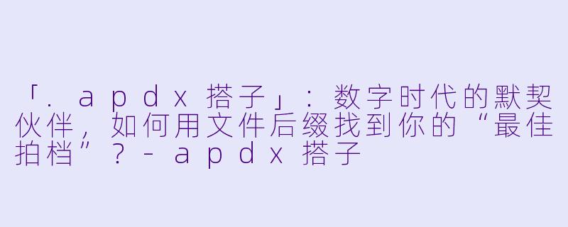 「.apdx搭子」：数字时代的默契伙伴，如何用文件后缀找到你的“最佳拍档”？-apdx搭子