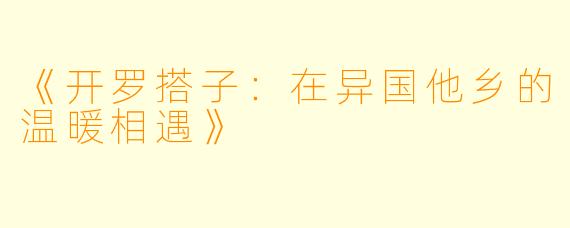 《开罗搭子：在异国他乡的温暖相遇》
