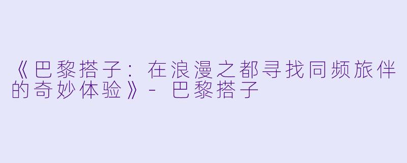 《巴黎搭子：在浪漫之都寻找同频旅伴的奇妙体验》-巴黎搭子