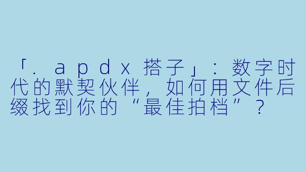 「.apdx搭子」：数字时代的默契伙伴，如何用文件后缀找到你的“最佳拍档”？