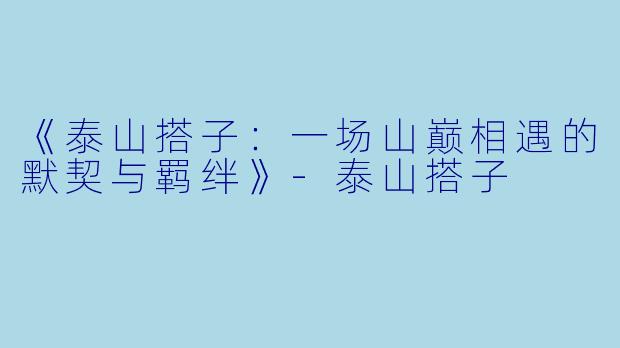 《泰山搭子：一场山巅相遇的默契与羁绊》-泰山搭子