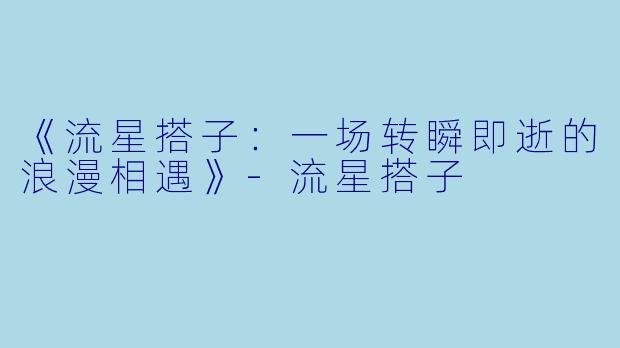 《流星搭子：一场转瞬即逝的浪漫相遇》-流星搭子