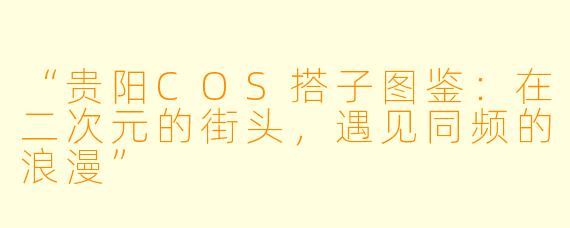 “贵阳COS搭子图鉴：在二次元的街头，遇见同频的浪漫”
