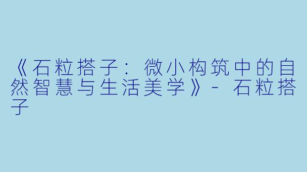 《石粒搭子：微小构筑中的自然智慧与生活美学》-石粒搭子