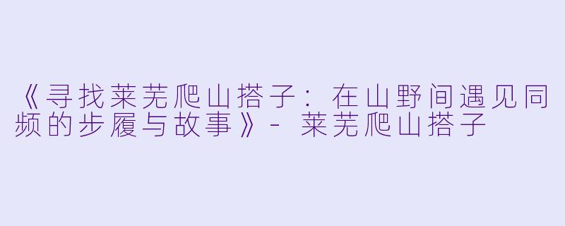 《寻找莱芜爬山搭子：在山野间遇见同频的步履与故事》-莱芜爬山搭子