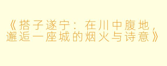 《搭子遂宁：在川中腹地，邂逅一座城的烟火与诗意》