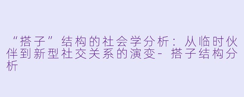 “搭子”结构的社会学分析：从临时伙伴到新型社交关系的演变-搭子结构分析