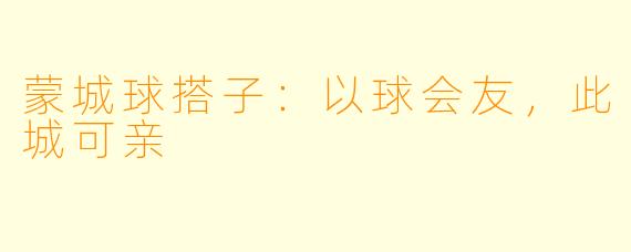 蒙城球搭子：以球会友，此城可亲