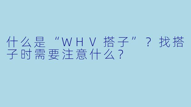 什么是“WHV搭子”？找搭子时需要注意什么？