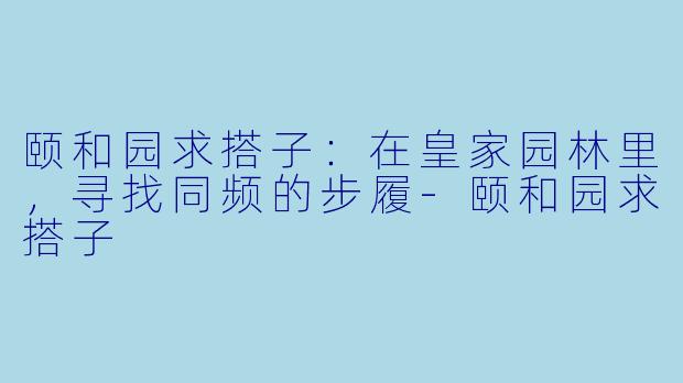 颐和园求搭子:在皇家园林里,寻找同频的步履-颐和园求搭子