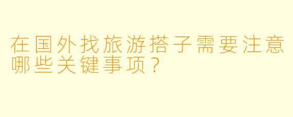 在国外找旅游搭子需要注意哪些关键事项？