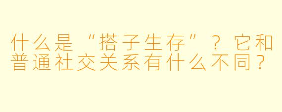 什么是“搭子生存”？它和普通社交关系有什么不同？