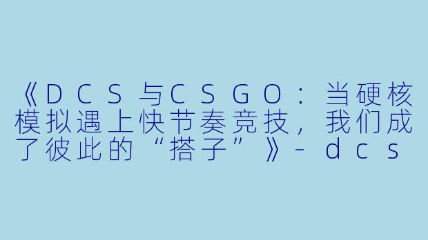《DCS与CSGO:当硬核模拟遇上快节奏竞技,我们成了彼此的“搭子”》-dcsgo搭子