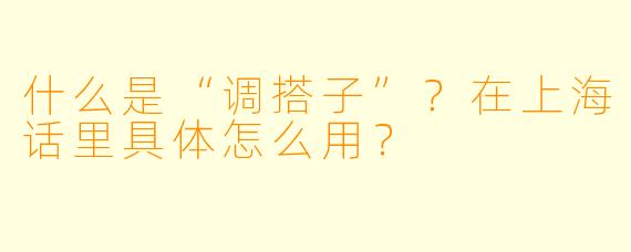 什么是“调搭子”？在上海话里具体怎么用？