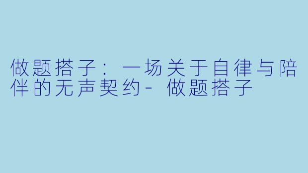 做题搭子：一场关于自律与陪伴的无声契约-做题搭子