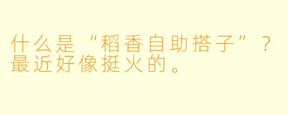 什么是“稻香自助搭子”？最近好像挺火的。