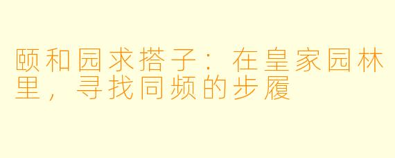 颐和园求搭子:在皇家园林里,寻找同频的步履