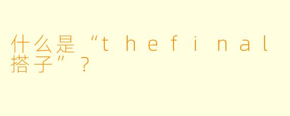 什么是“thefinal搭子”？
