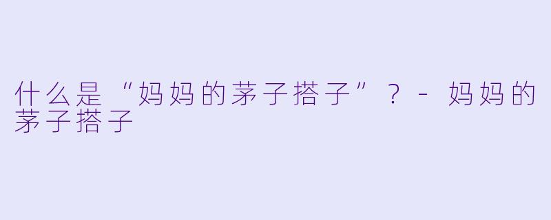 什么是“妈妈的茅子搭子”？-妈妈的茅子搭子