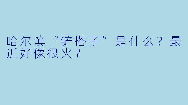 哈尔滨“铲搭子”是什么？最近好像很火？