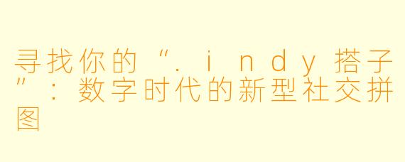 寻找你的“.indy搭子”：数字时代的新型社交拼图