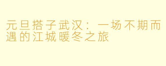 元旦搭子武汉:一场不期而遇的江城暖冬之旅