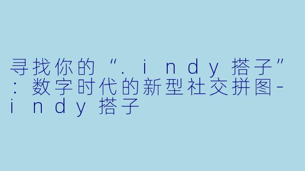 寻找你的“.indy搭子”：数字时代的新型社交拼图-indy搭子
