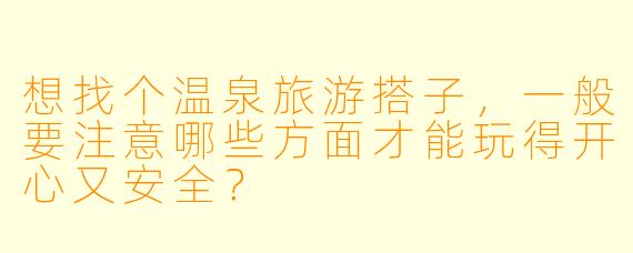 想找个温泉旅游搭子，一般要注意哪些方面才能玩得开心又安全？