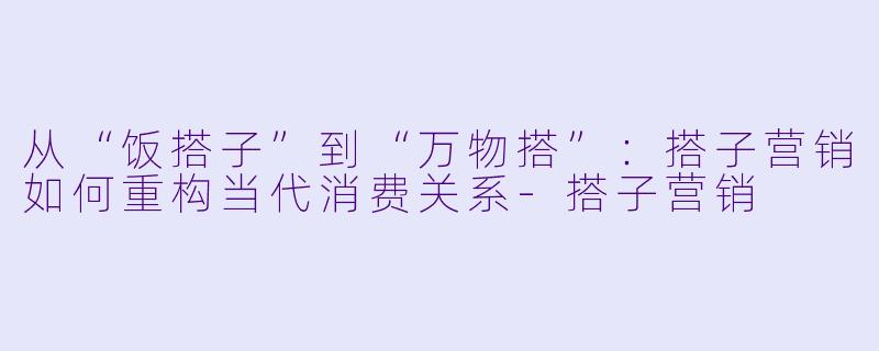 从“饭搭子”到“万物搭”：搭子营销如何重构当代消费关系-搭子营销