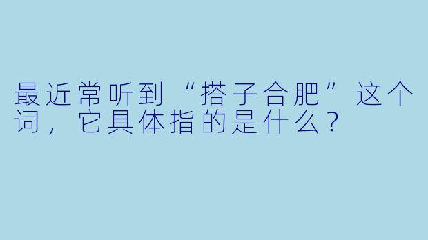 最近常听到“搭子合肥”这个词，它具体指的是什么？