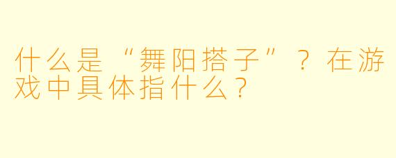什么是“舞阳搭子”？在游戏中具体指什么？