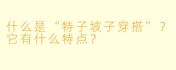 什么是“特子坡子穿搭”？它有什么特点？