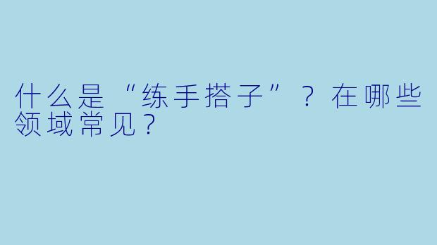 什么是“练手搭子”？在哪些领域常见？