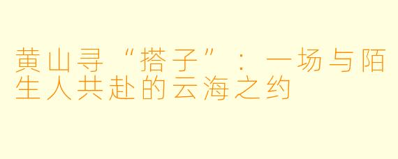 黄山寻“搭子”:一场与陌生人共赴的云海之约