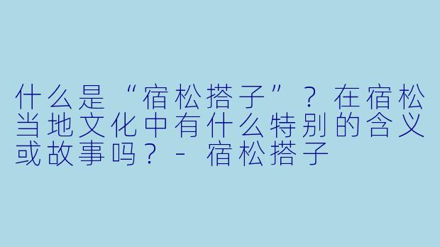 什么是“宿松搭子”？在宿松当地文化中有什么特别的含义或故事吗？-宿松搭子