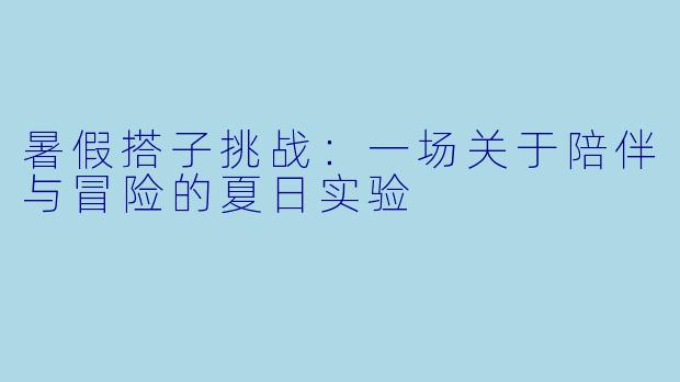暑假搭子挑战：一场关于陪伴与冒险的夏日实验