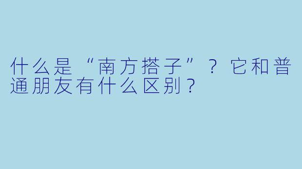 什么是“南方搭子”？它和普通朋友有什么区别？