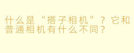 什么是“搭子相机”?它和普通相机有什么不同?